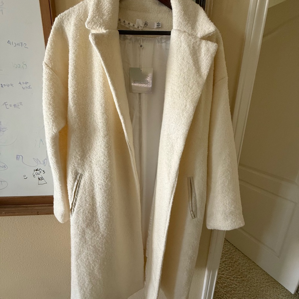 Missguided Cream Teddy Jacket Plush Oversized Style